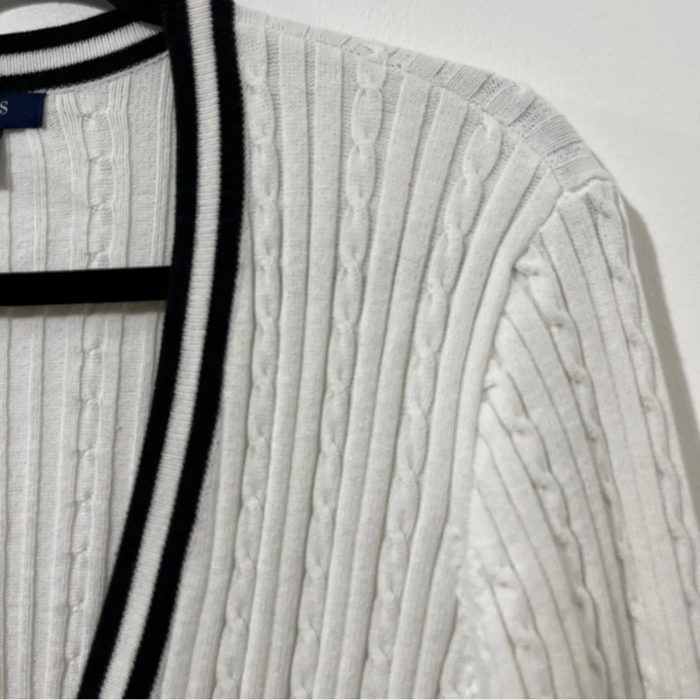 Light Academia Old Money Quiet Luxury Preppy Chaps Cable-Knit Cardigan [size L] - Picture 4 of 11